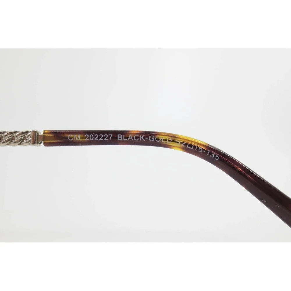 Club Master CM 202227 Black Gold Rectangular Eyeglasses Frames 52-16-135 Twisted